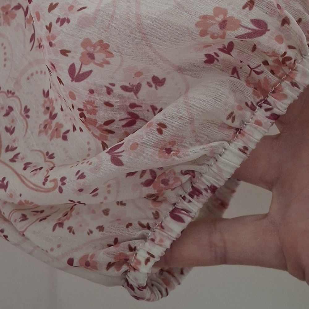 Slate & Willow for Revolve Pink Blush. Cottage Floral Print Midi Dress Slate Lg - Picture 8 of 13